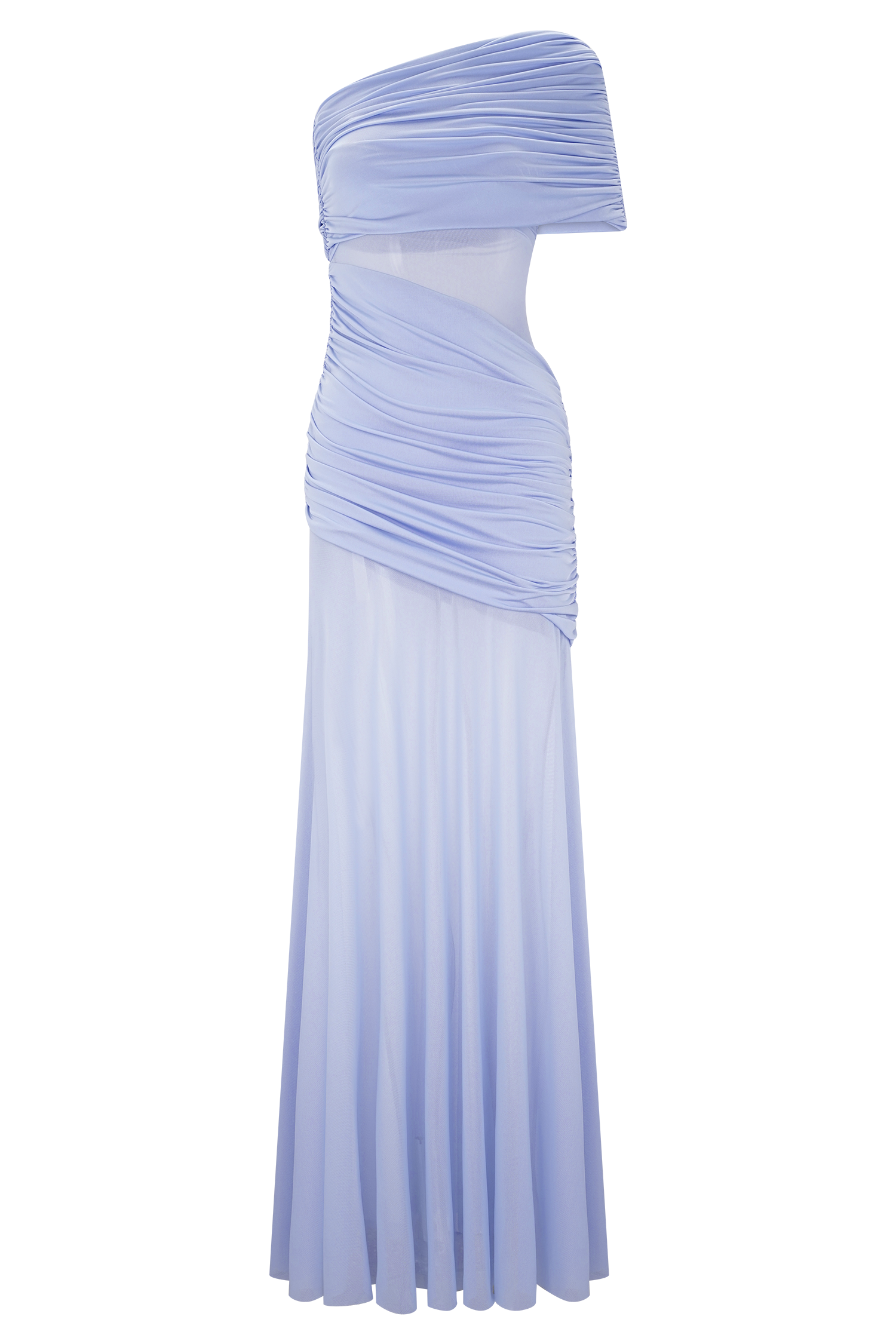 Dallas One Shoulder Mesh Maxi Dress - Lavender、mySite、solidvoid