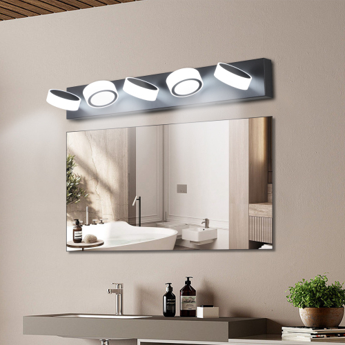 (Same as W1340110595/L2010) 45" Modern 6-Light LED Vanity Light, Sleek Black Bathroom Wall Light Fixture for Mirror, Shower, and Bathroom Decor、、eastwooduniform