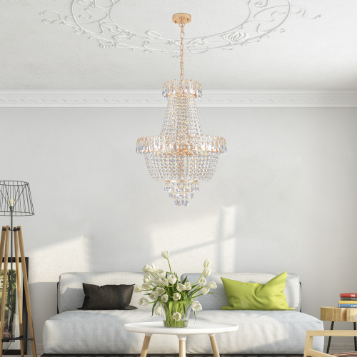 (Same as W1340P143189)Gold Crystal Chandeliers,Large Contemporary Luxury Ceiling Lighting for Living Room Dining Room Bedroom Hallway (Without Bulb)、、eastwooduniform
