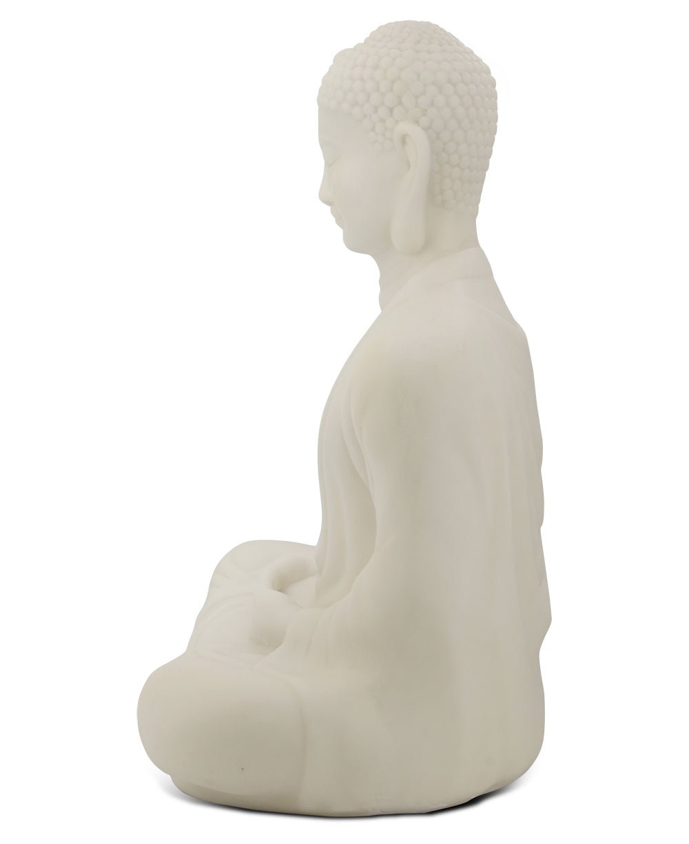 Sitting Garden Buddha Statue in Pearl White, 21 Inches Tall、mySite、topwebapps