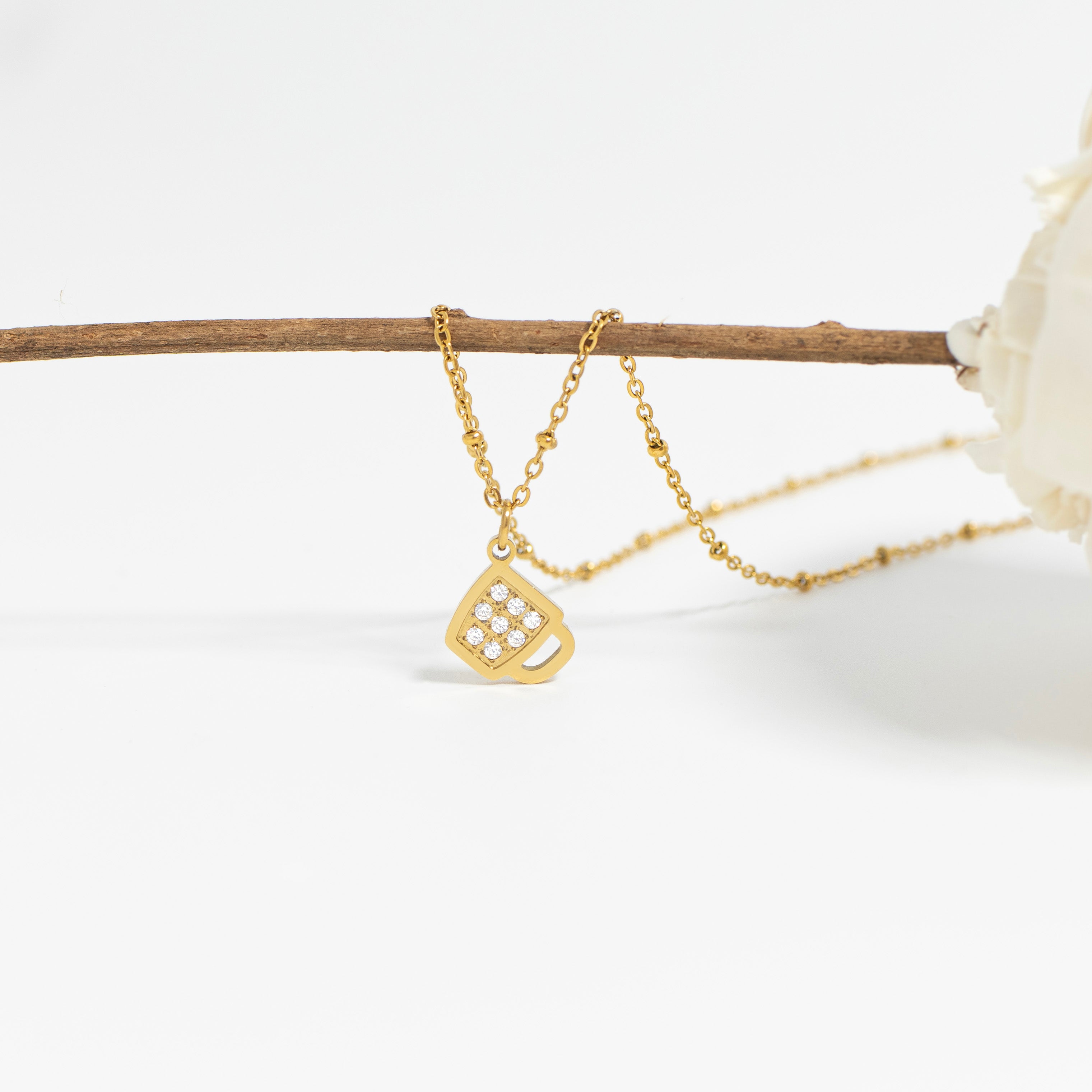 18K Gold PVD Stainless Steel Coffee Cup Charm / PDL0284、mySite、dreamappss