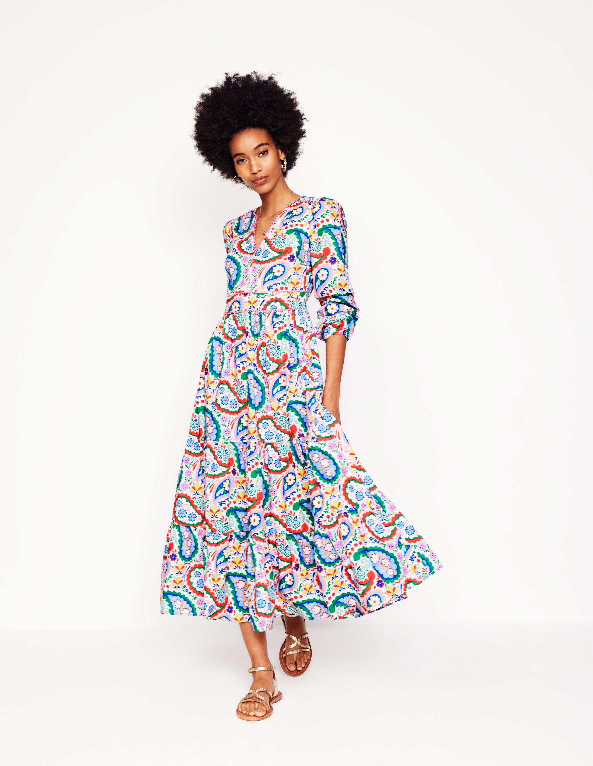  Violet Cotton Midi Dress-Multi, Meadow Paisley、mySite、ashleygrahame