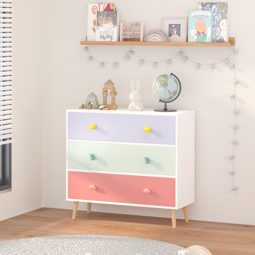 Kids 3 Drawer Dresser, Baby Nightstand for Bedroom, Storage Cabinet for Toddler Child for Living Room, Toddler Room, Nursery, Closet, Apartment (White)、、casual