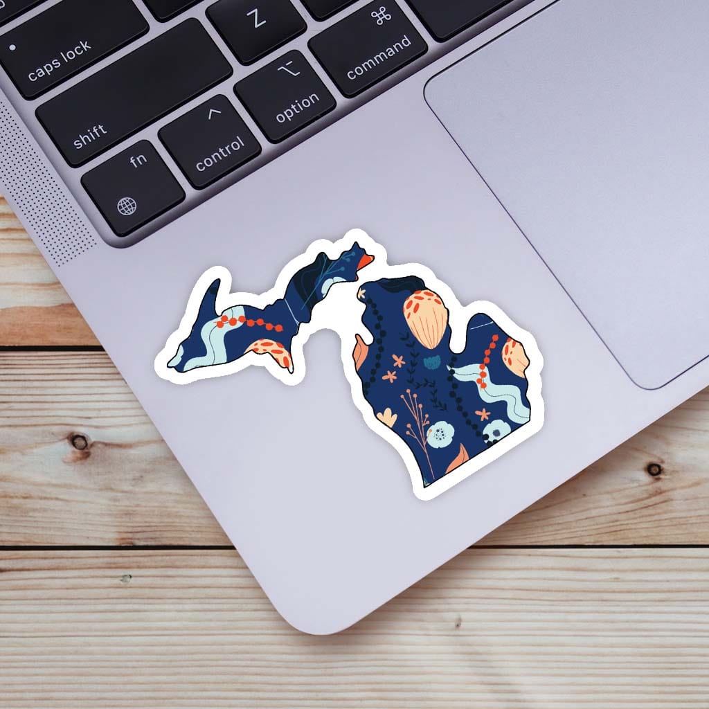  Michigan Blue Floral Abstract Sticker、mySite、elrpsem3k