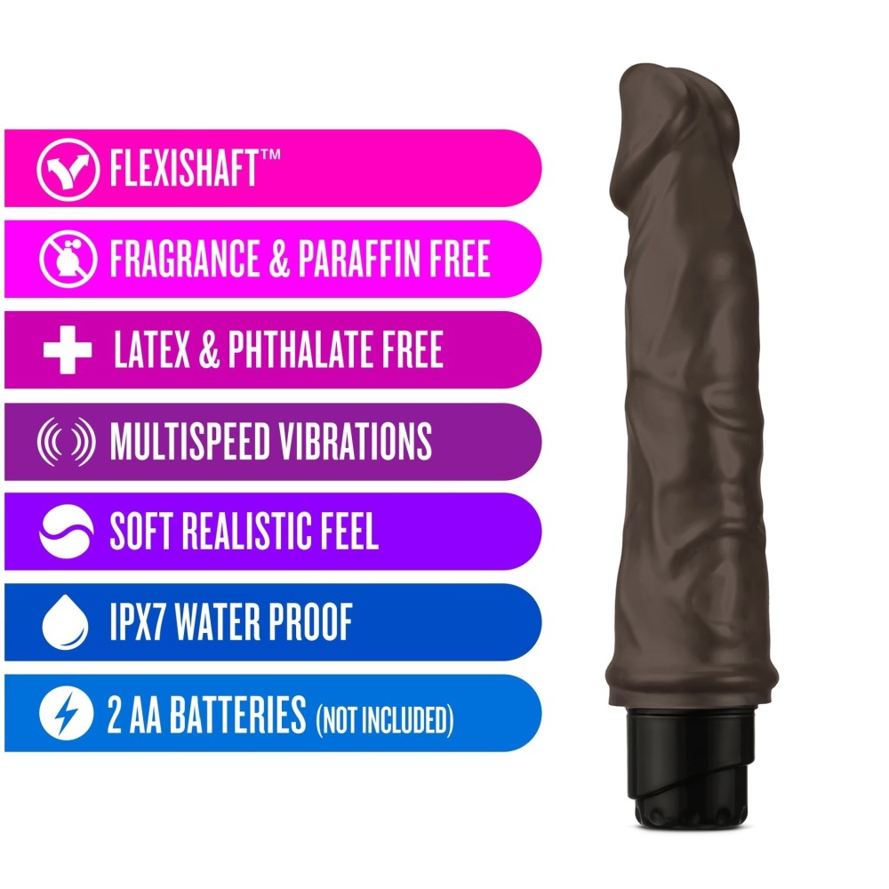 Dr. Skin By Blush® | Cock Vibe 6 Realistic Chocolate 9-Inch Long Vibrating Dildo、mySite、bottomscart