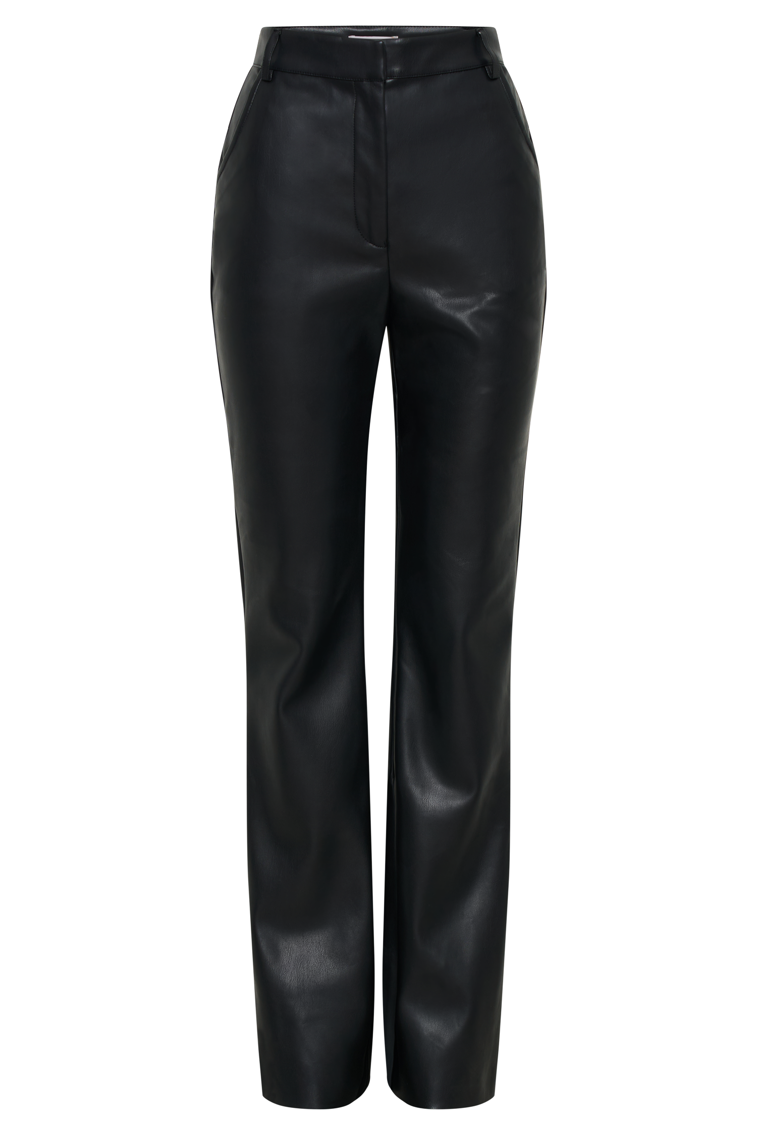 Tyra Straight Leg Faux Leather Pants - Black、mySite、solidvoid