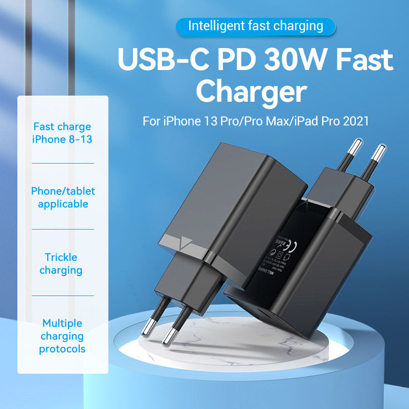 Vention 1-Port USB-C Wall Charger 30W EU-Plug、mySite、fannypackpong