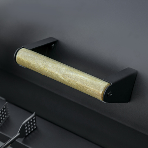 Outsunny 30" Portable Barrel Charcoal BBQ Grill, Steel Outdoor Barbecue Smoker with Storage Shelf, Wheels for Garden Camping Picnic, Black、、eastwooduniform