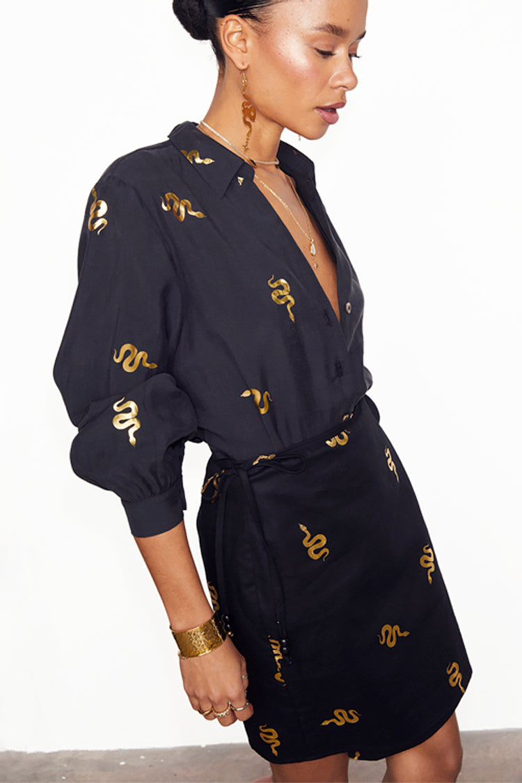 Black Snake Mini Wrap Skirt、mySite、solidvoid