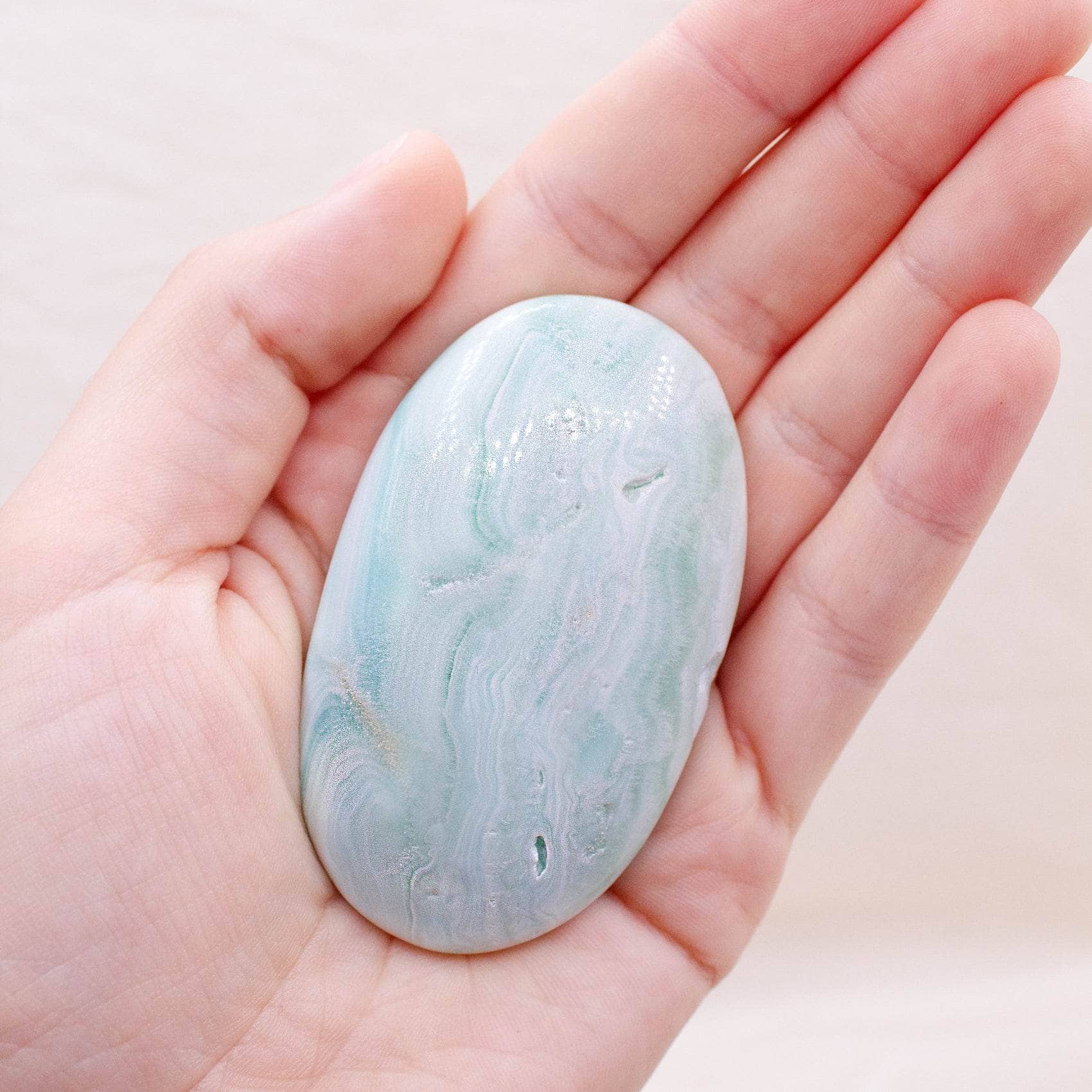 Blue Caribbean Calcite Palm Stones-AAA Premium Quality、mySite、hinf8tx79