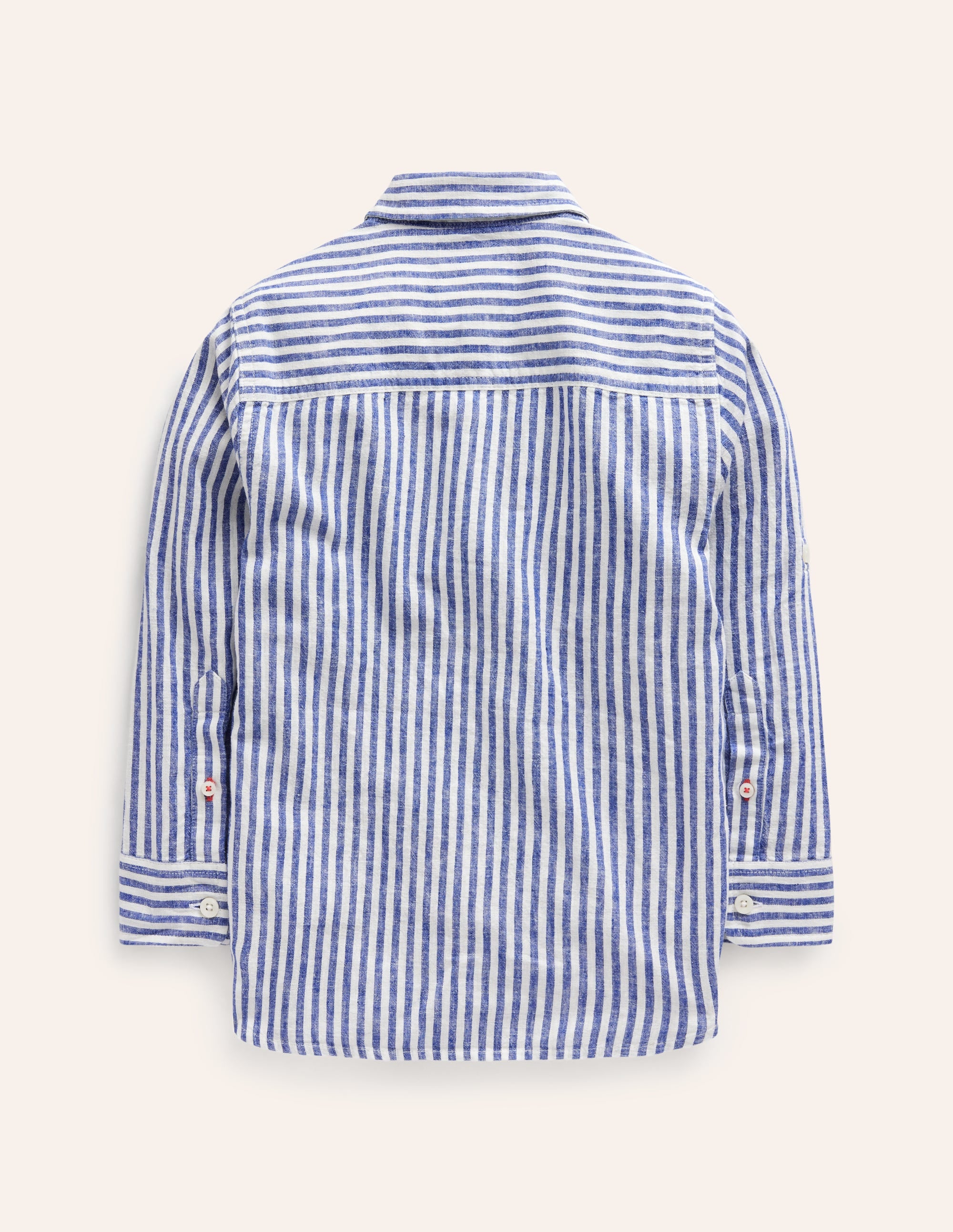  Long Sleeve Cotton Linen Shirt-College Navy / Ivory Stripe、mySite、ashleygrahame