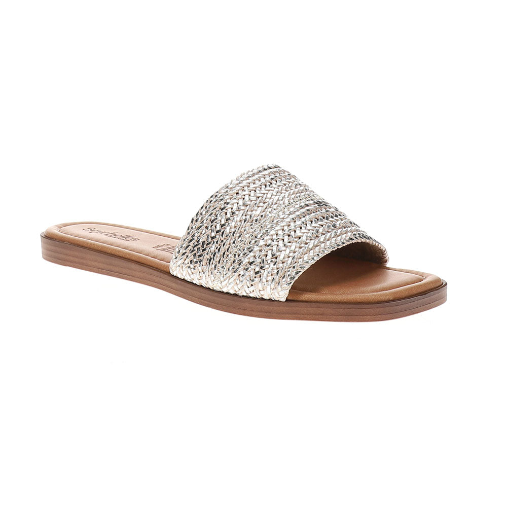 Palms Perfection Metallic Slide Flat Sandals、mySite、gtrtttuynbv