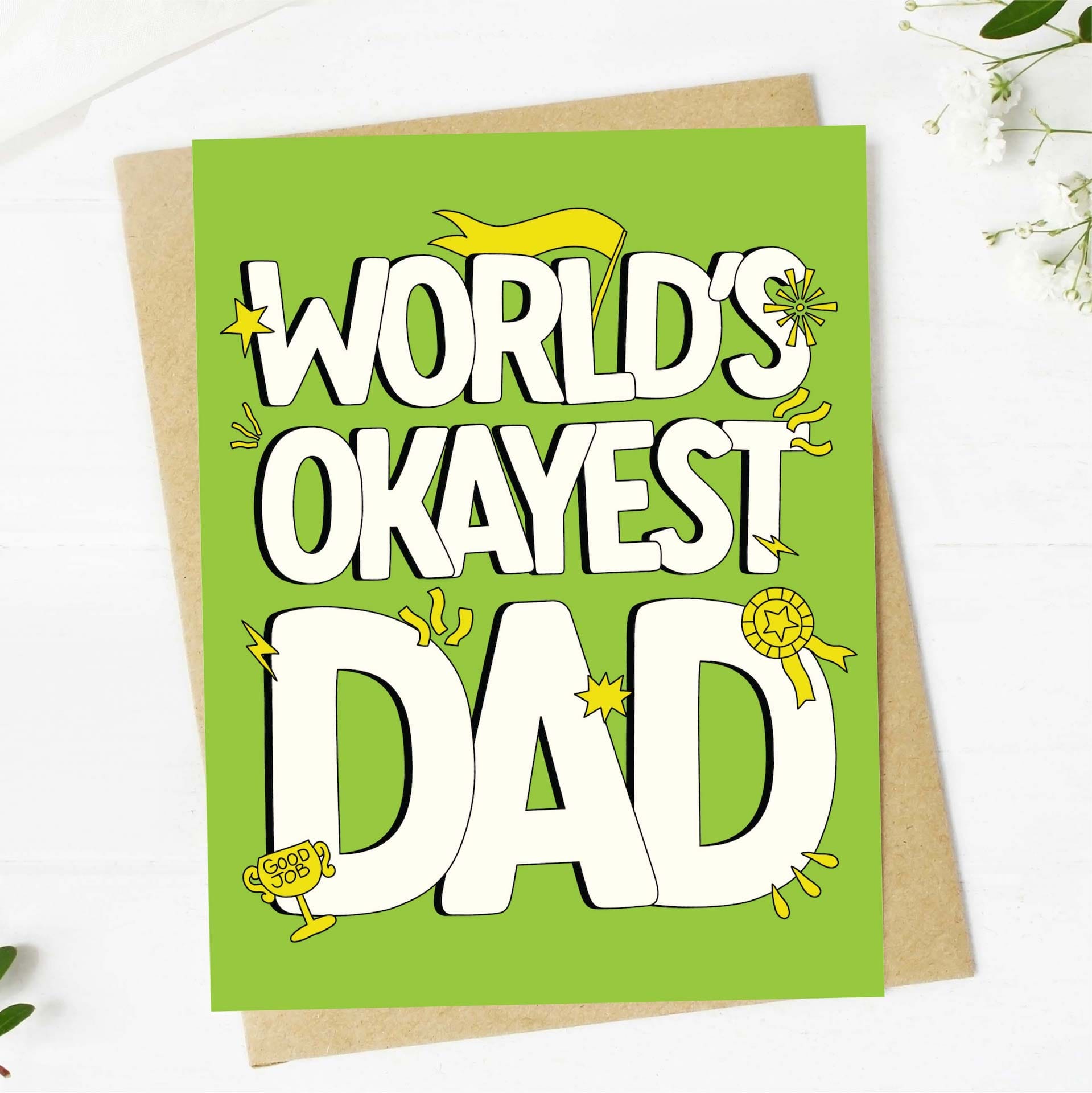  World's Okayest Dad Funny Greeting Card、mySite、elrpsem3k