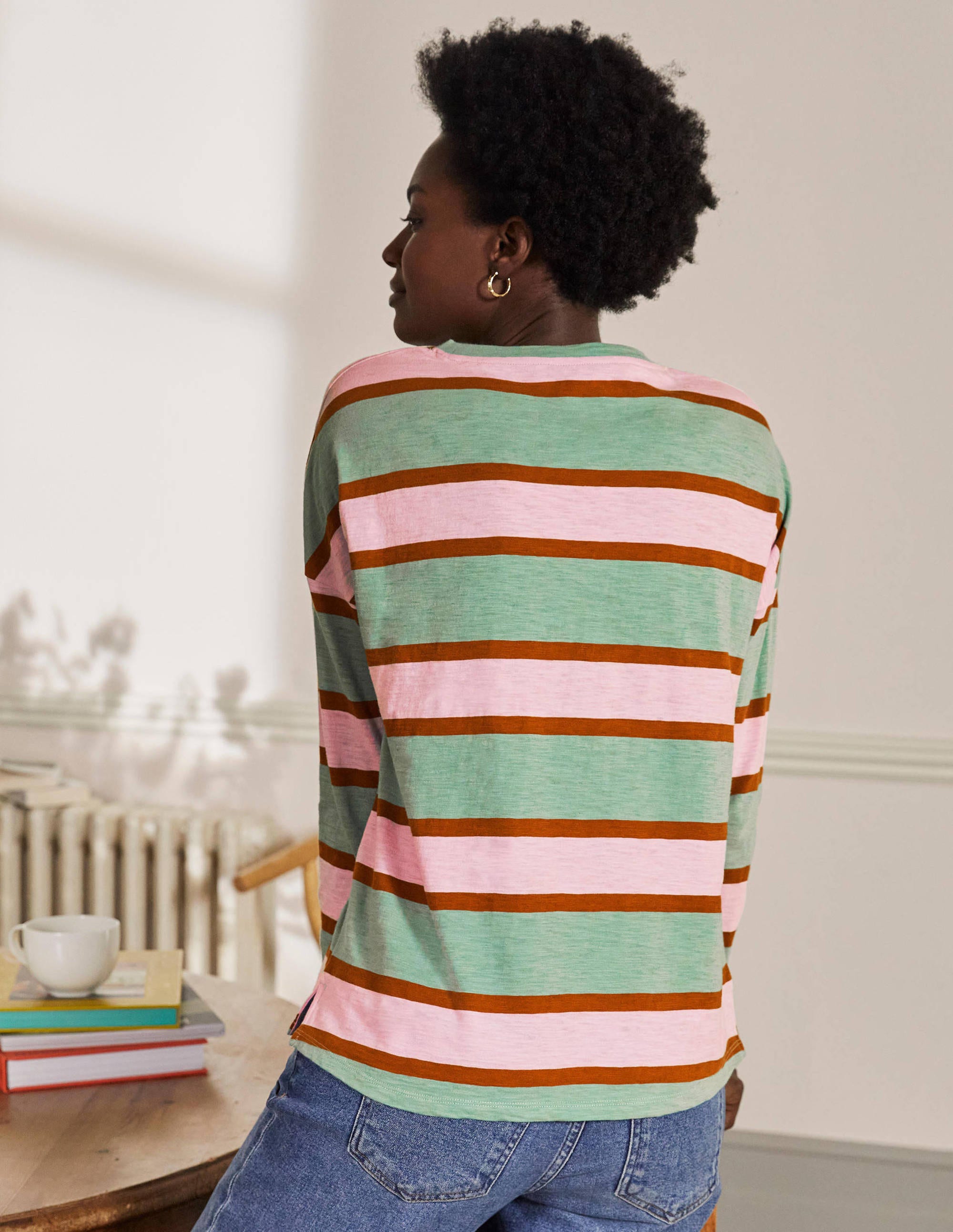  Boxy Jersey Tee-Duck Egg/ Coconut Stripe、mySite、ashleygrahame