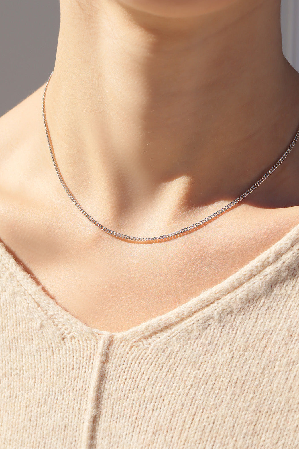 Sterling Silver Platinum Plated Diamond Cut Curb Chain / SSC0002、mySite、dreamappss