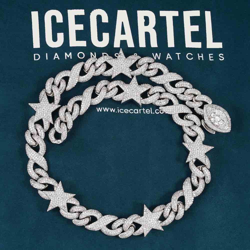 15MM Moissanite Infinity Star Link Chain 14K Gold、mySite、hinf8tx79