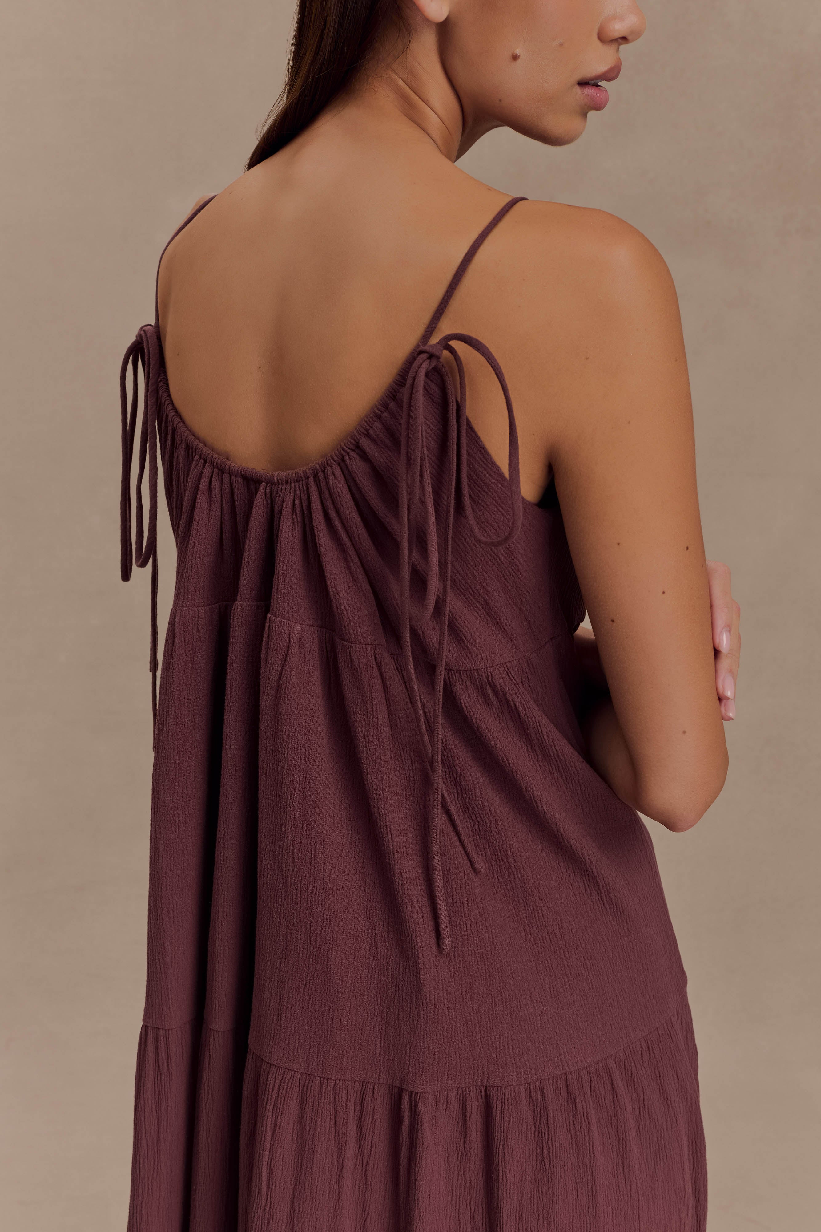 Lenny Front Tie Top - Chocolate、mySite、solidvoid