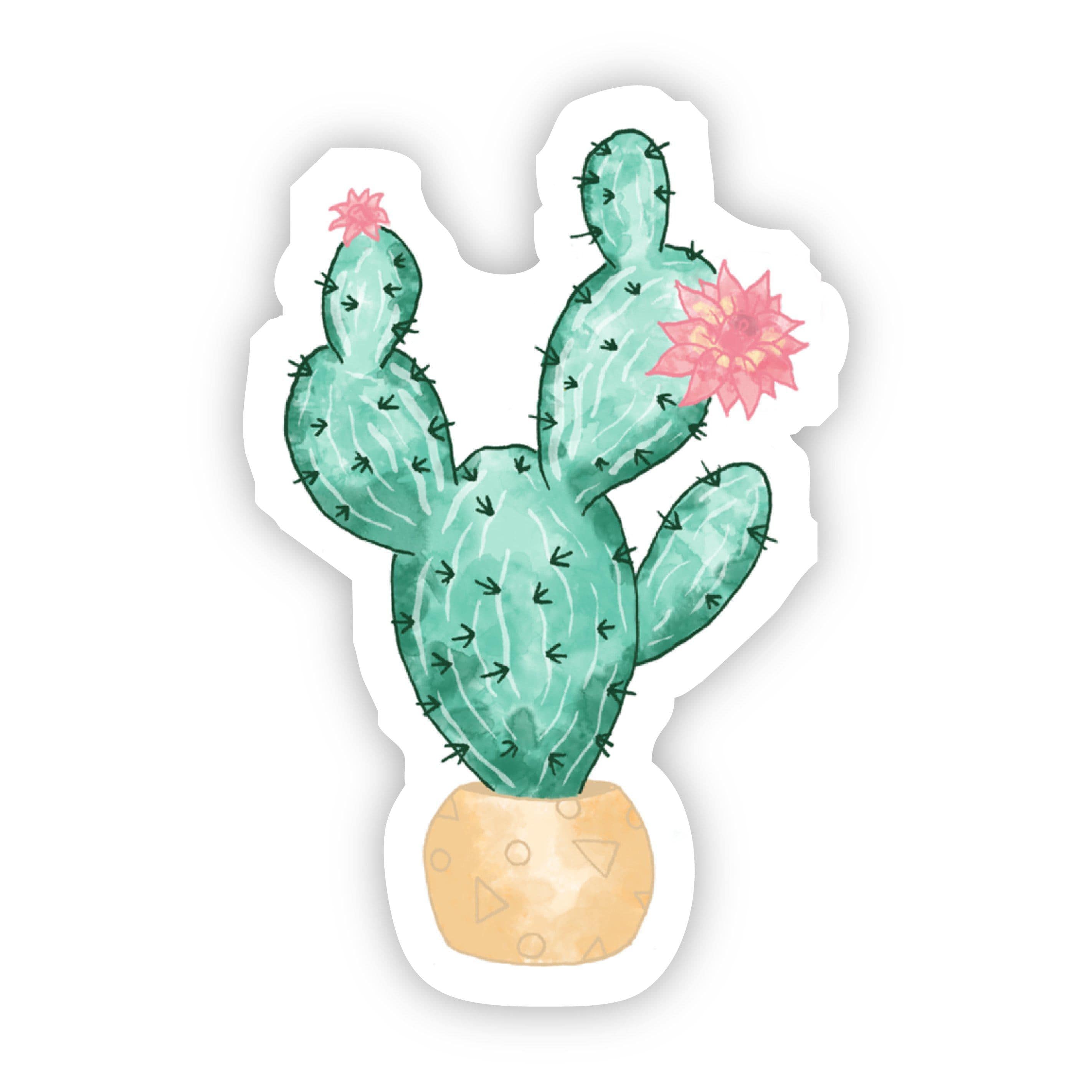  Cactus with Pink Flower Sticker - Watercolor、mySite、elrpsem3k