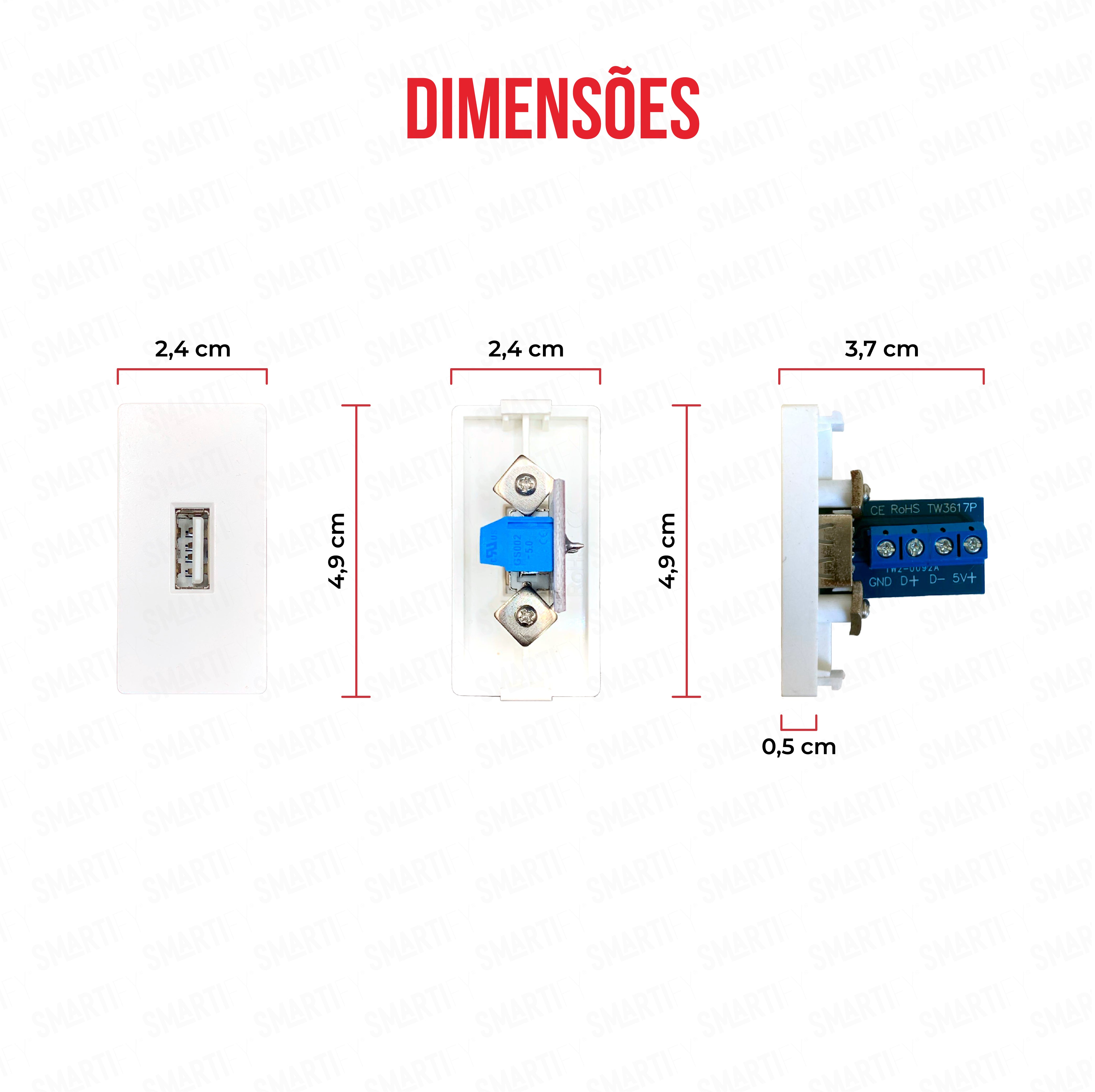 Smartify vPRO Meio Módulo USB-A c/ Transferência de Dados Branco - SYP0MUADATABR、mySite、fannypackpong
