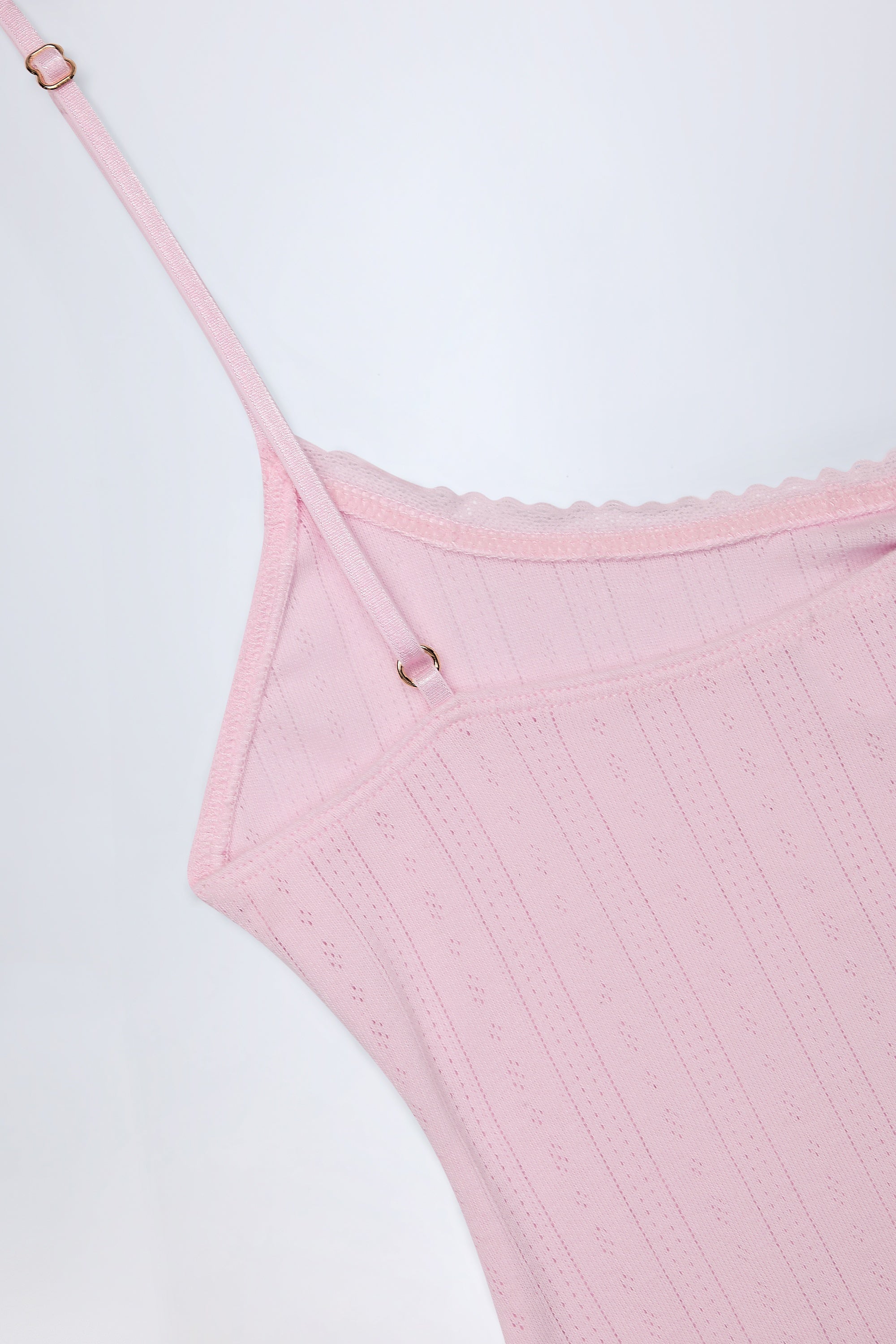  Pointelle Ruched A-Line Mini Dress in Baby Pink、mySite、sugarbowlscore