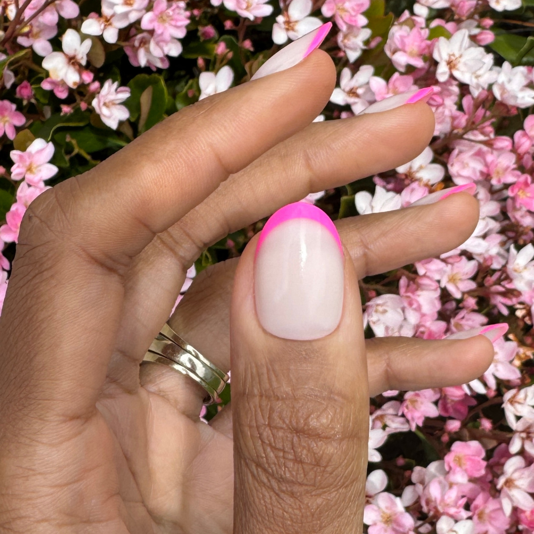 Flamingo French | Medium | Oval - Tab Press-On、mySite、solidvoid