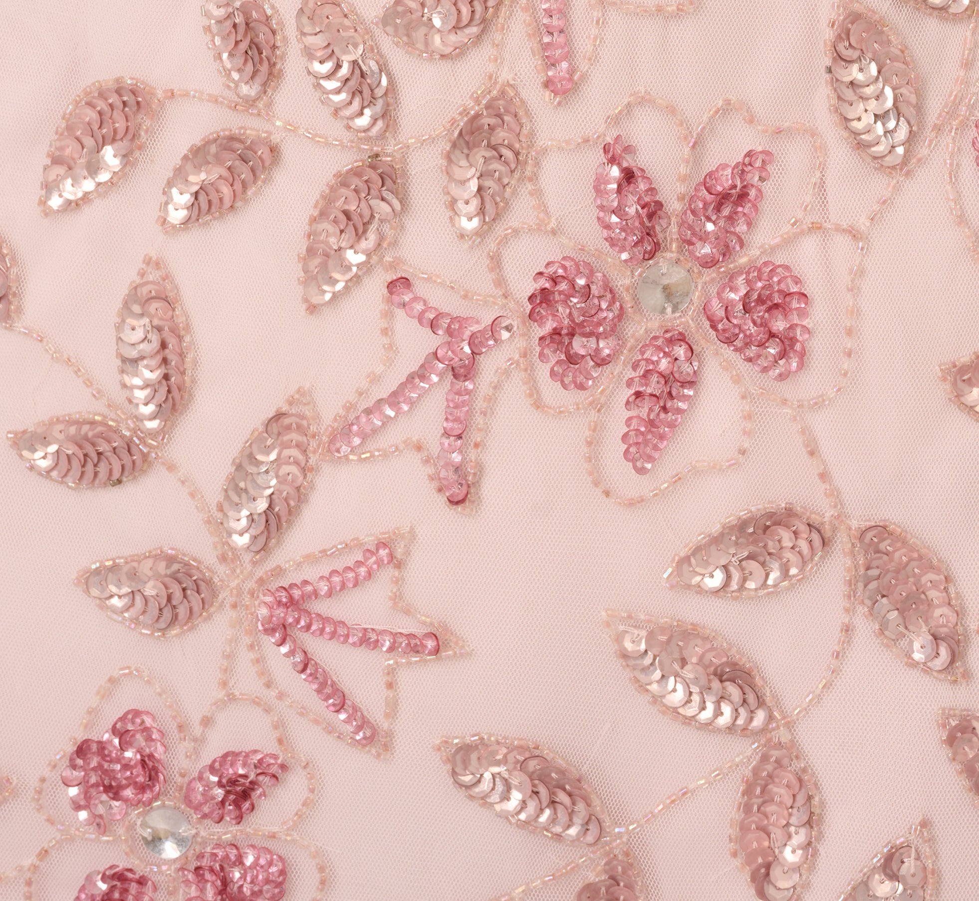 Hand Beaded Short Sleeve Floral Godet Gown In Blush Pink、mySite、solidvoid