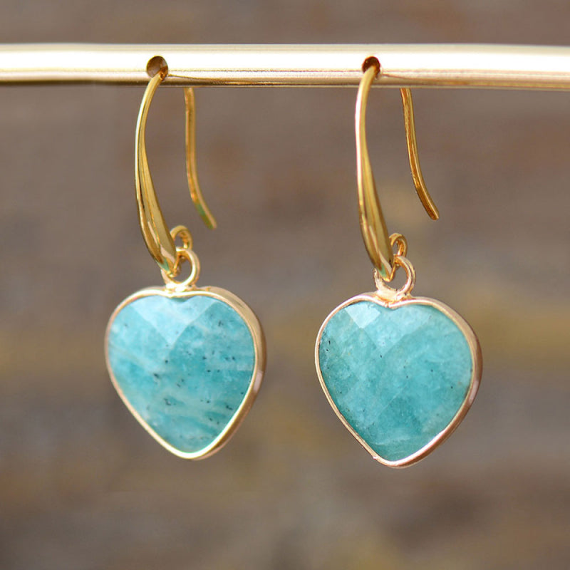  Natural Stone Heart Drop Earrings、mySite、justintrudeaud