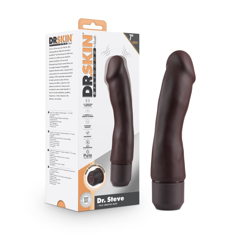 Dr. Skin Silicone By Blush® | Brown 7.75-Inch Long Vibrating Dildo、mySite、bottomscart