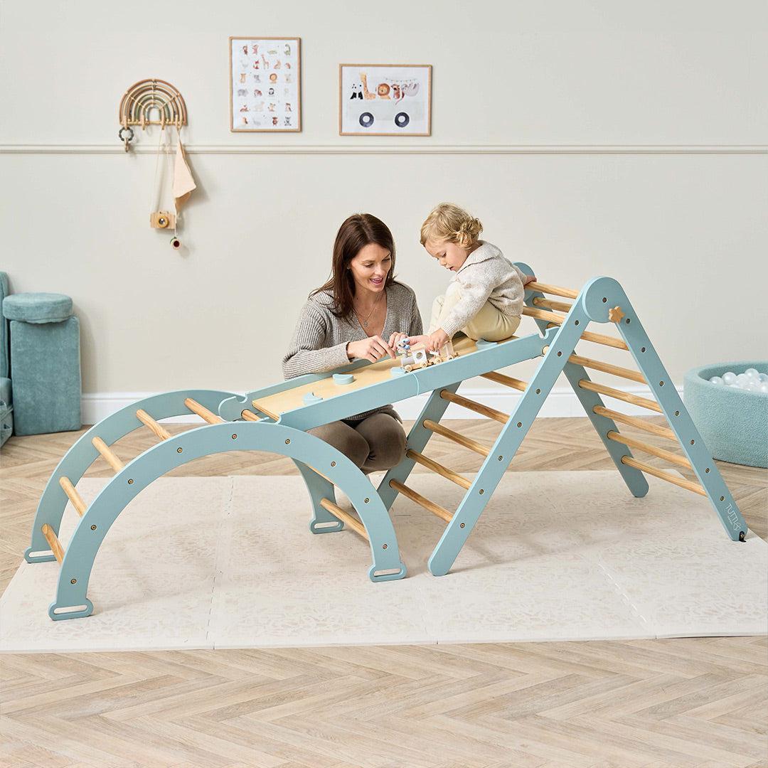  Tutti Bambini Scala Montessori 3 In 1 Pikler Climbing Frame With Climbing Wall - Ocean Stone、mySite、merchandisen