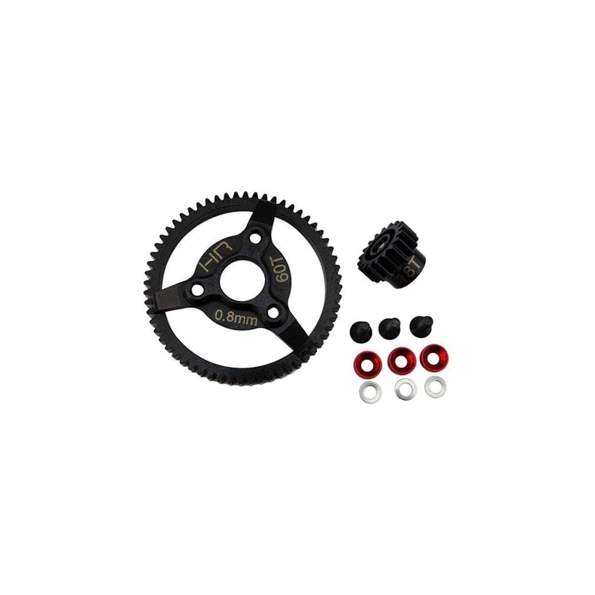  HRASTE260, Hot Racing Traxxas 32P Steel Pinion & Spur Gear Set (Red) (18T/60T)、mySite、merchandisen