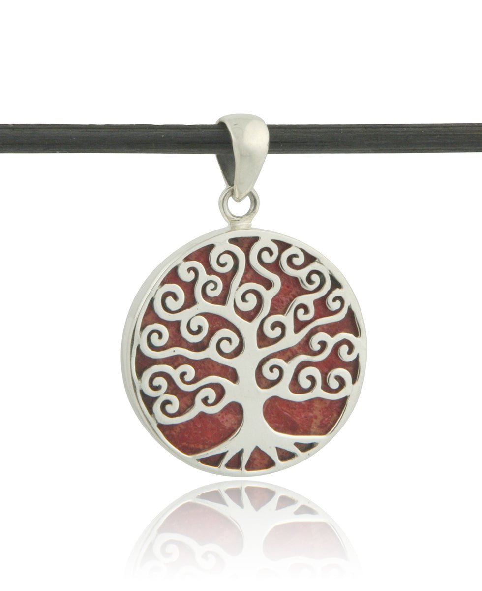 Sterling Silver and Coral Tree of Life Pendant、mySite、topwebapps