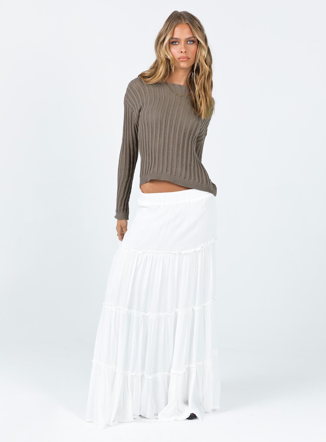Miriah Maxi Skirt White Low Impact、mySite、solidvoid