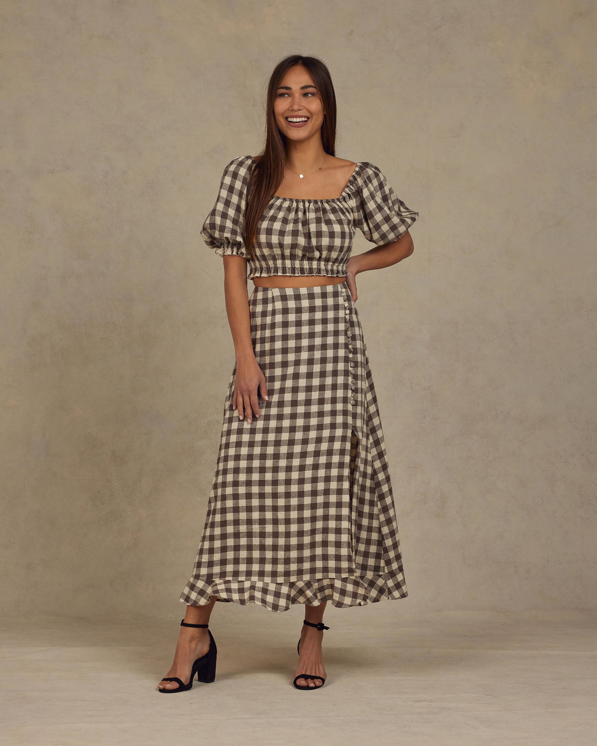  Button Slit Skirt | Charcoal Check、mySite、layawaytickets