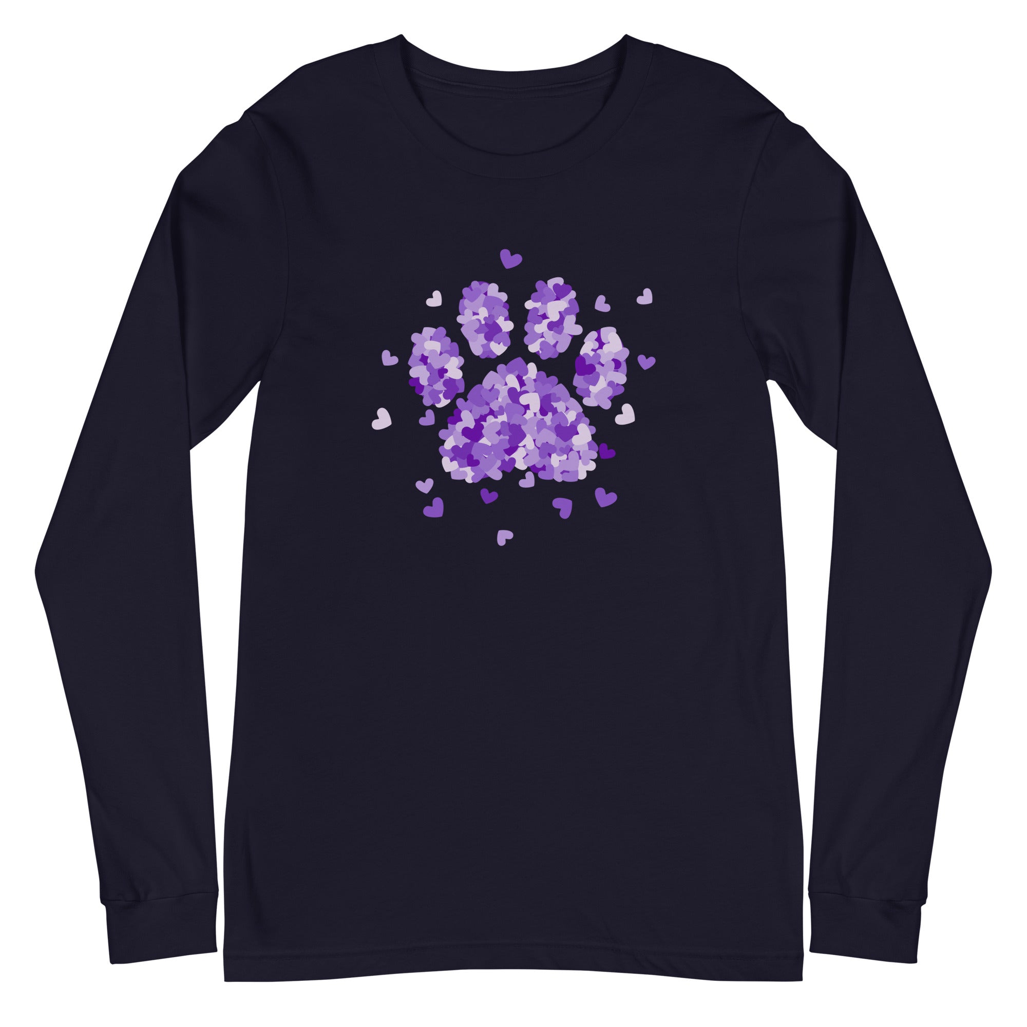 Purple Paw Print of Hearts Long Sleeve Tee、mySite、camillekostekn