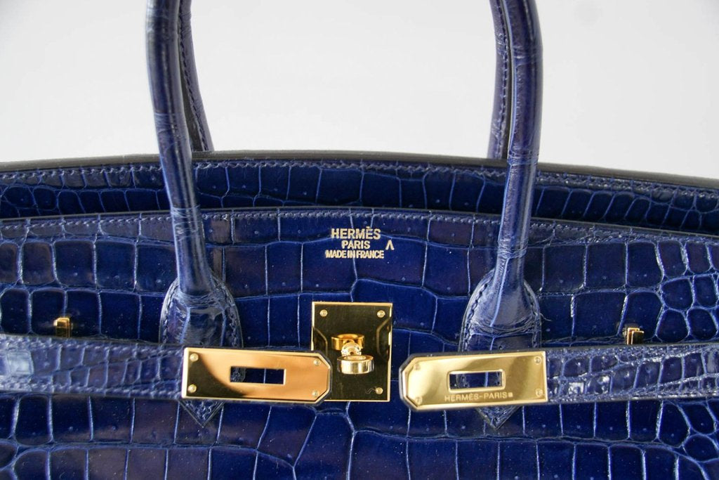 Hermès Birkin 35 Blue Sapphire Crocodile GHW Bag、mySite、garminoutage.com