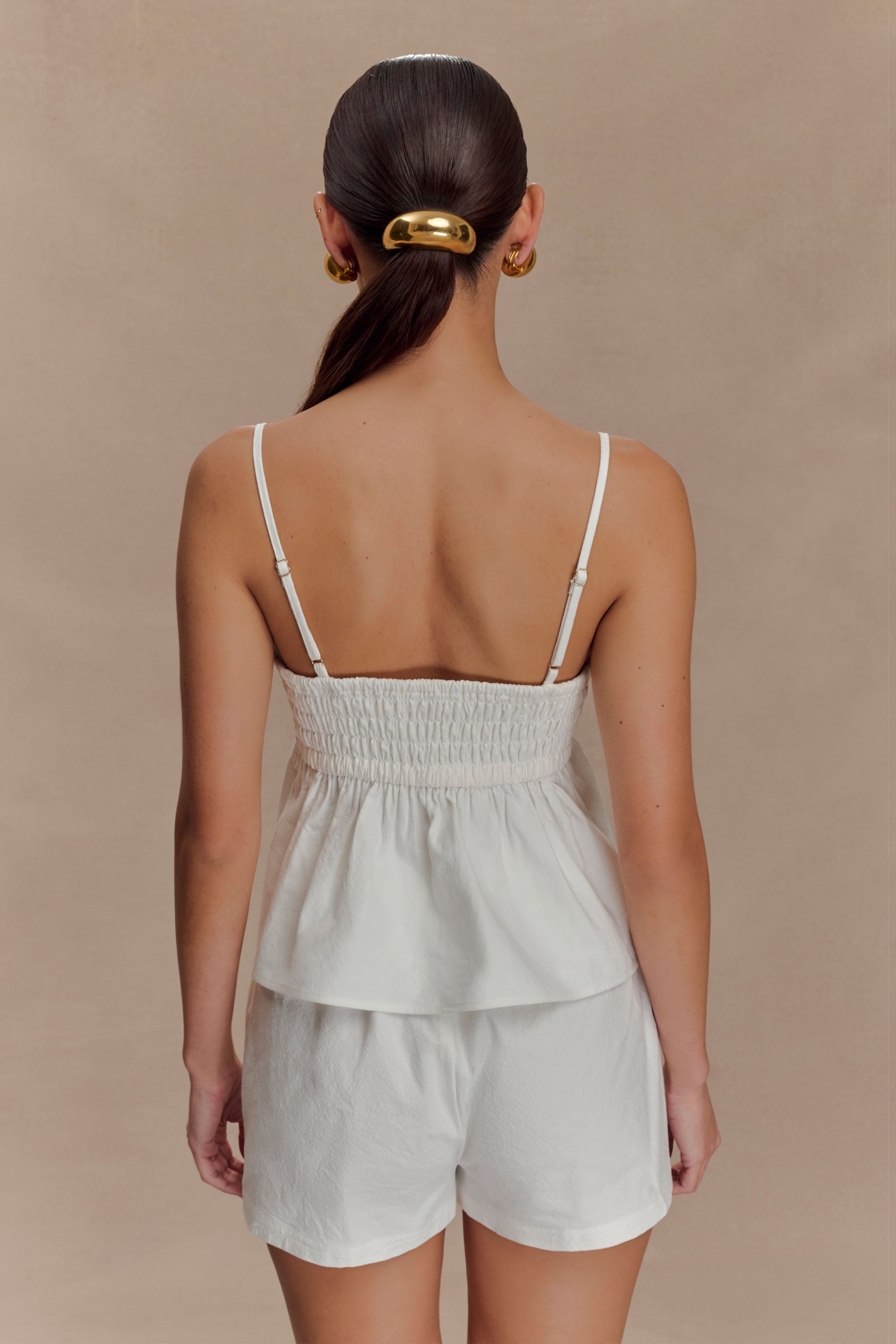 Janayia Cotton Beaded Top - White、mySite、solidvoid