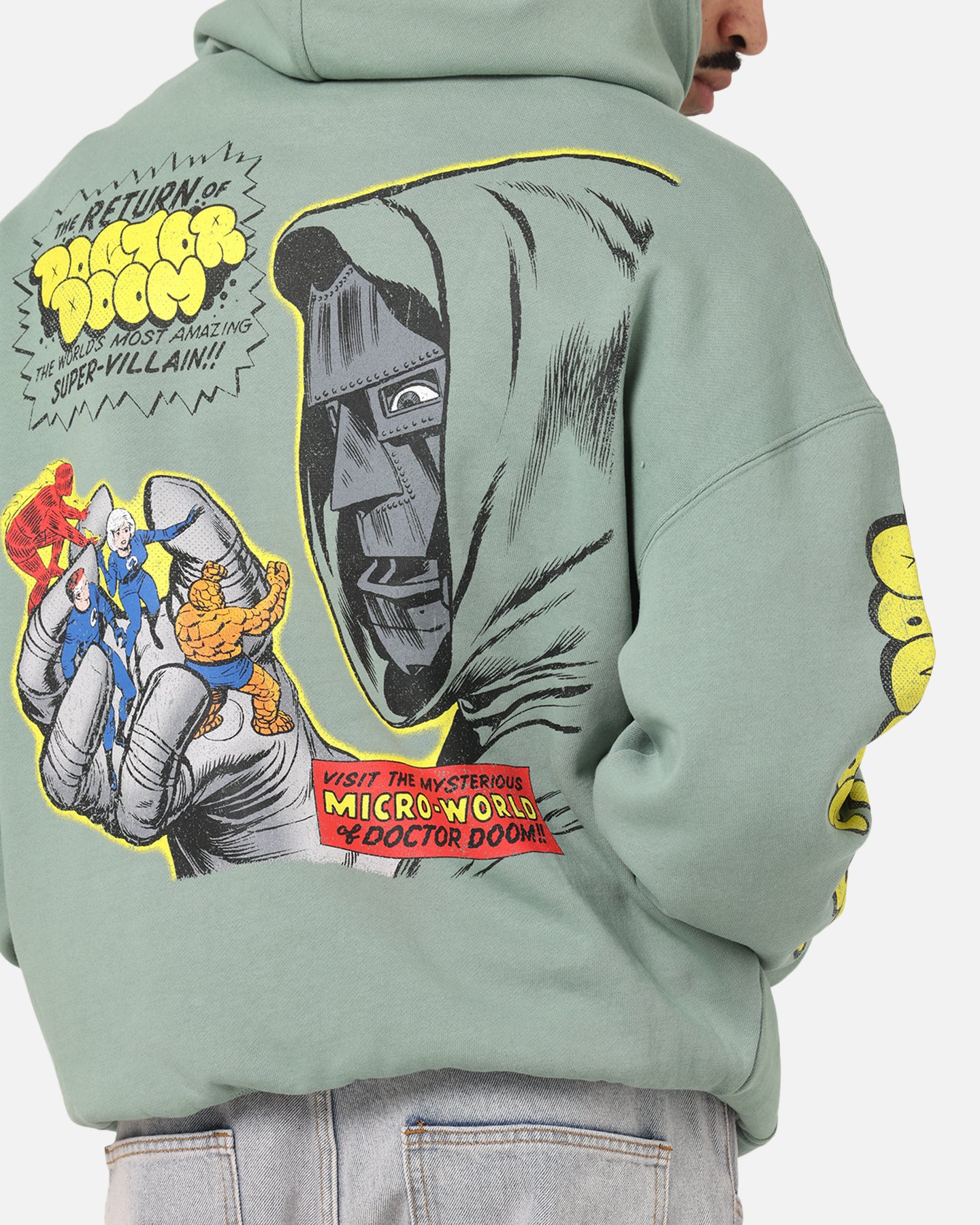 73 Studio Marvel Fantastic Four Doctor Doom Villian Hoodie Washed Green、mySite、zt4zffjzw