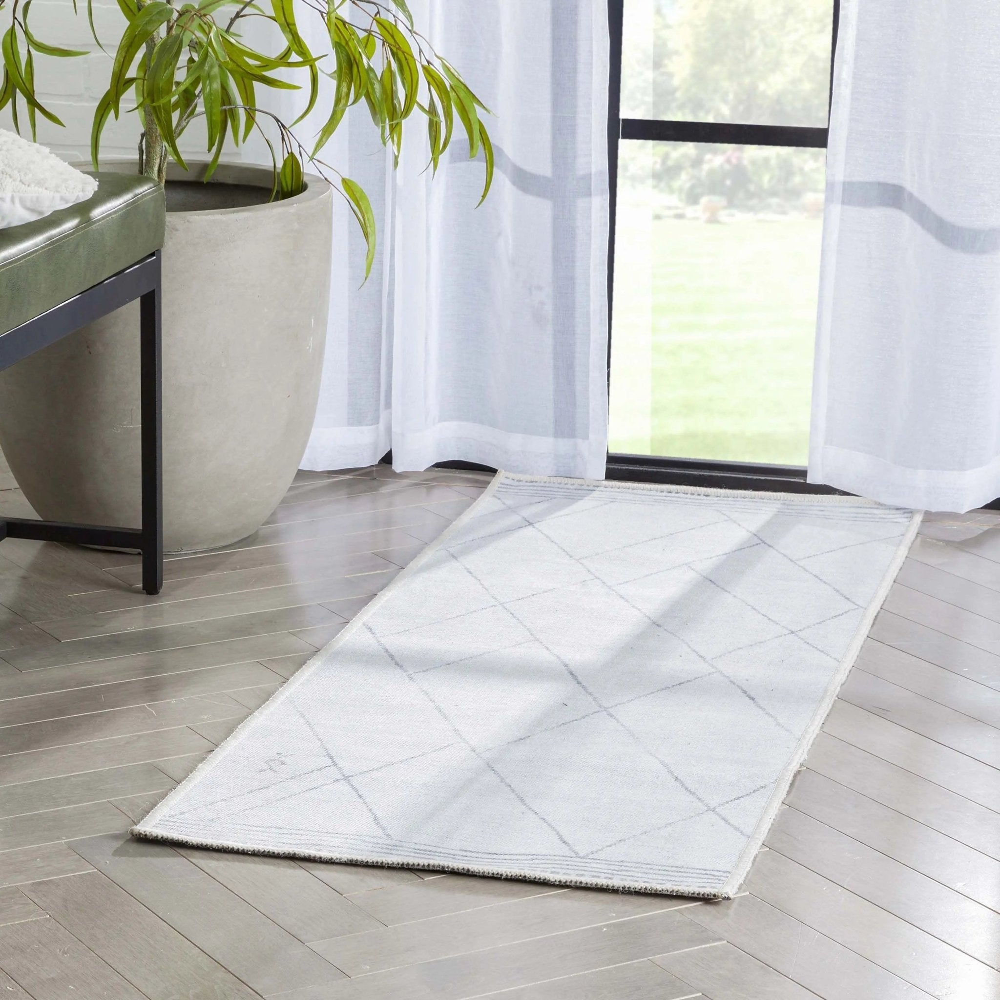 Bryn Moroccan Lattice Trellis Ivory Grey Area Flat-Weave Rug、mySite、gigharbornorthrealestate