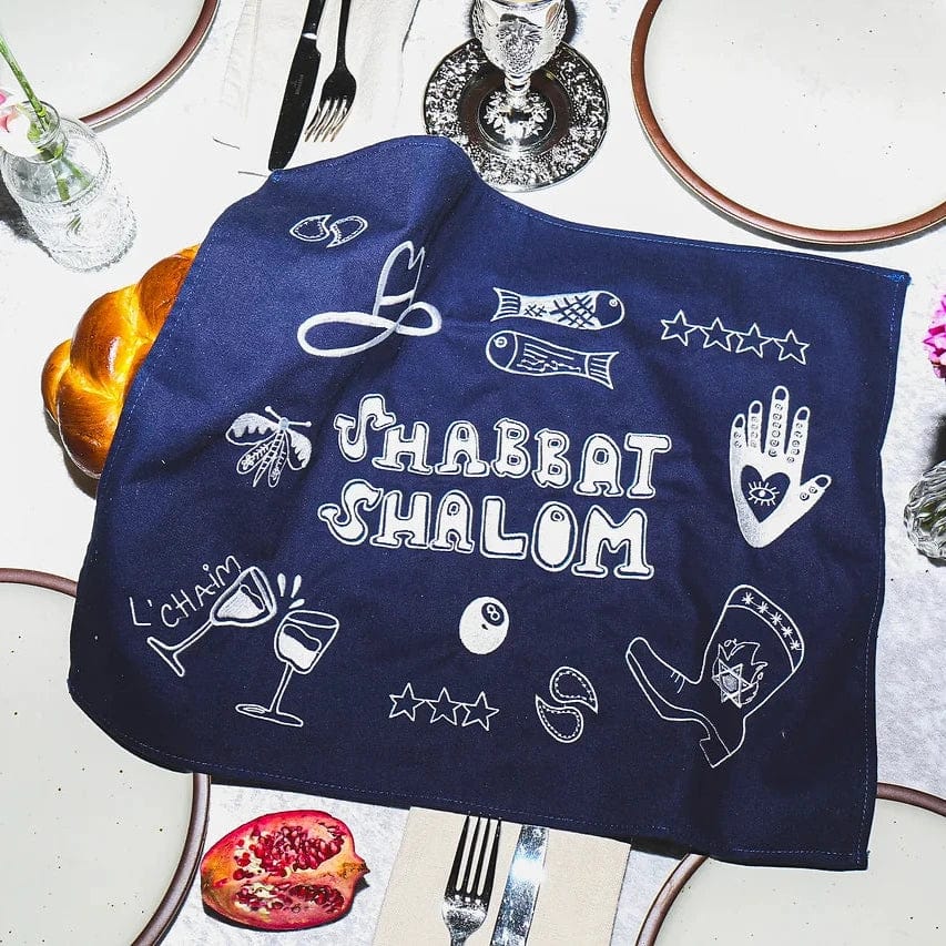 Jewish Doodles Challah Cover - Navy Blue、mySite、topwebapps