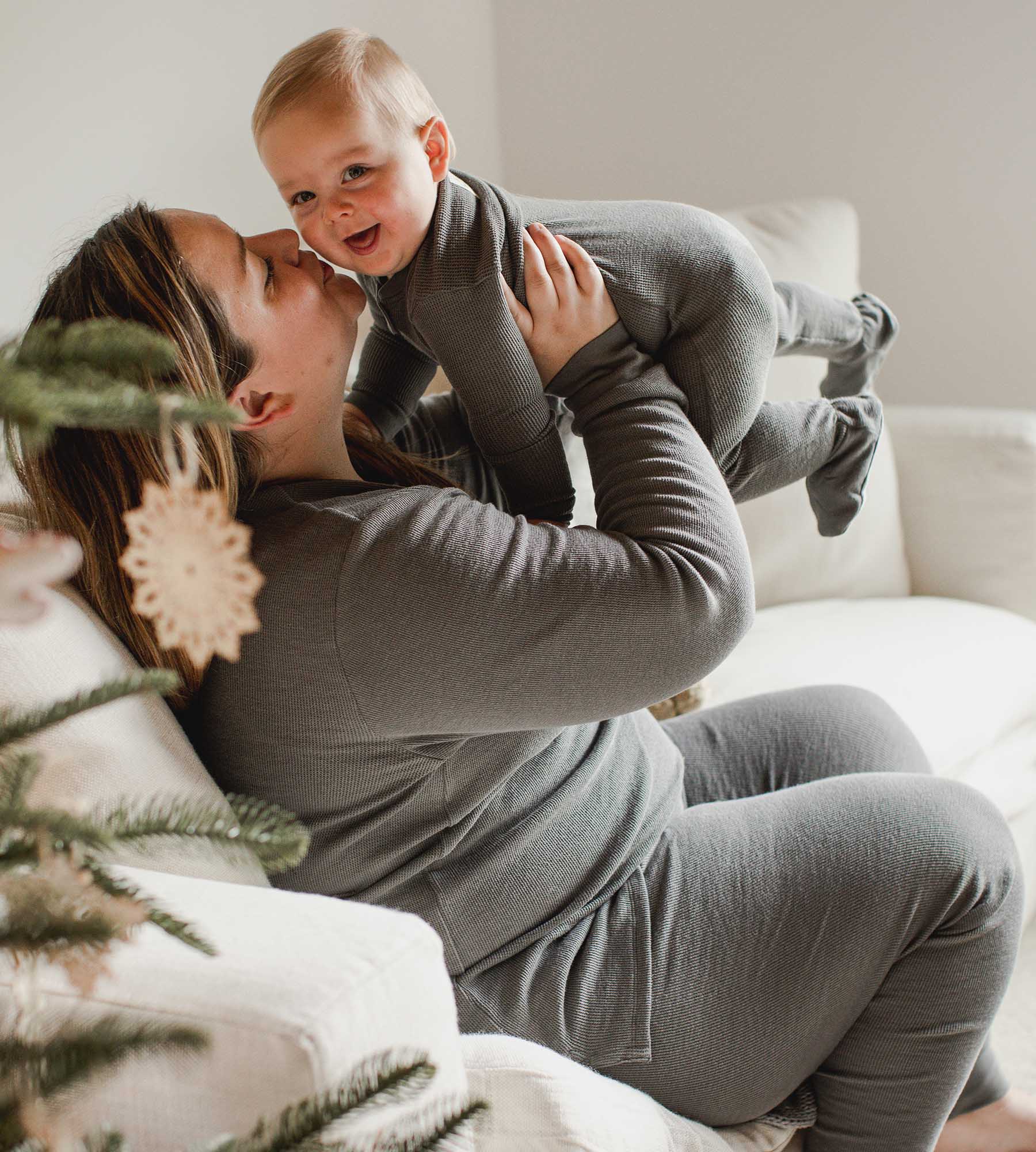 Honeysoft™ Mommy & Me Matching Waffle Thermal Pajamas、mySite、g9winljtr