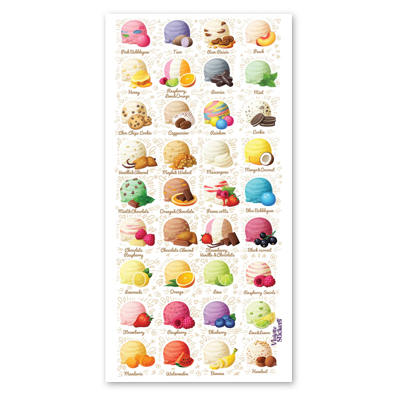  Ice Cream Flavors Stickers、mySite、ghnorth