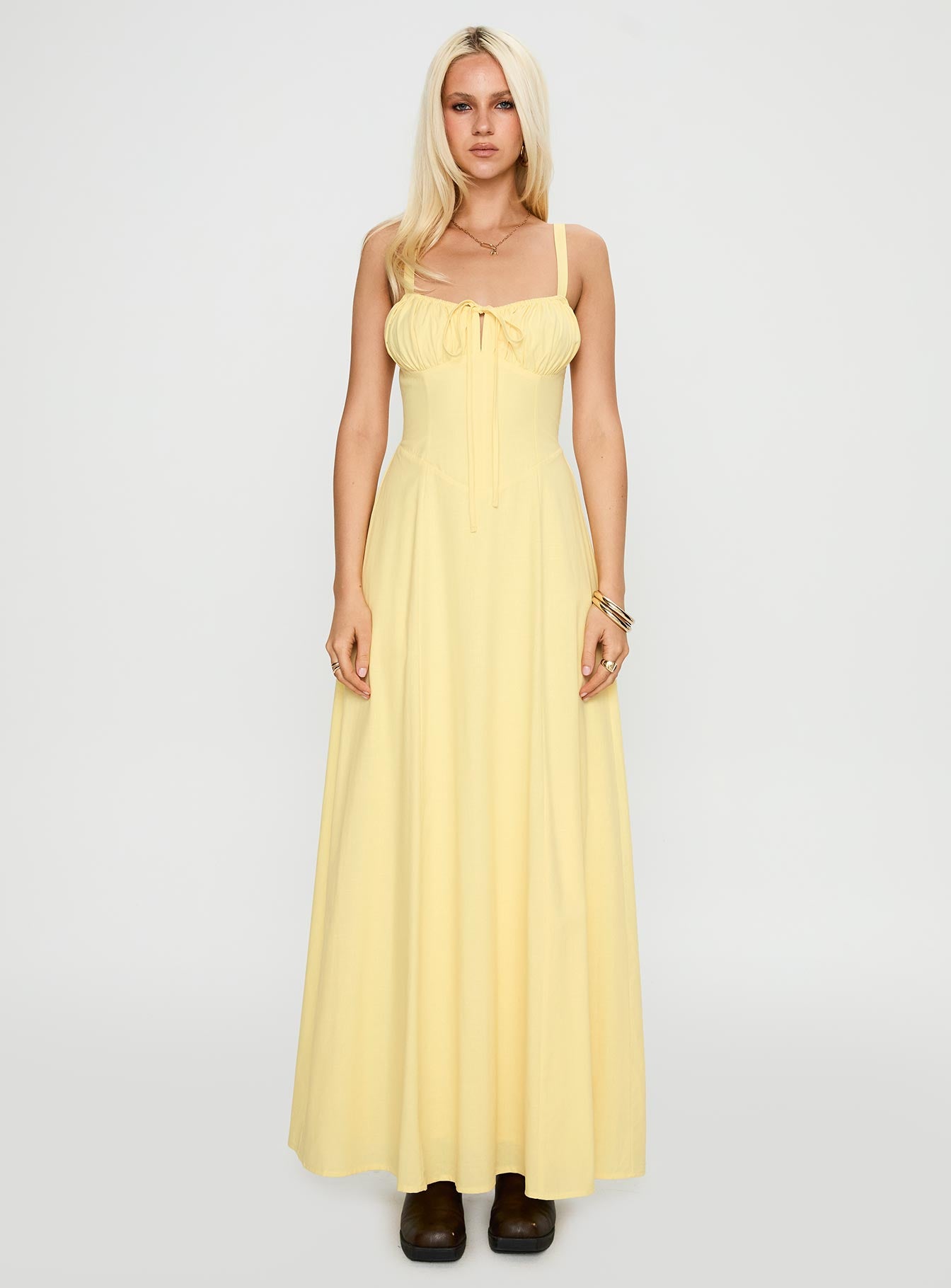 Leticia Maxi Dress Lemon、mySite、solidvoid