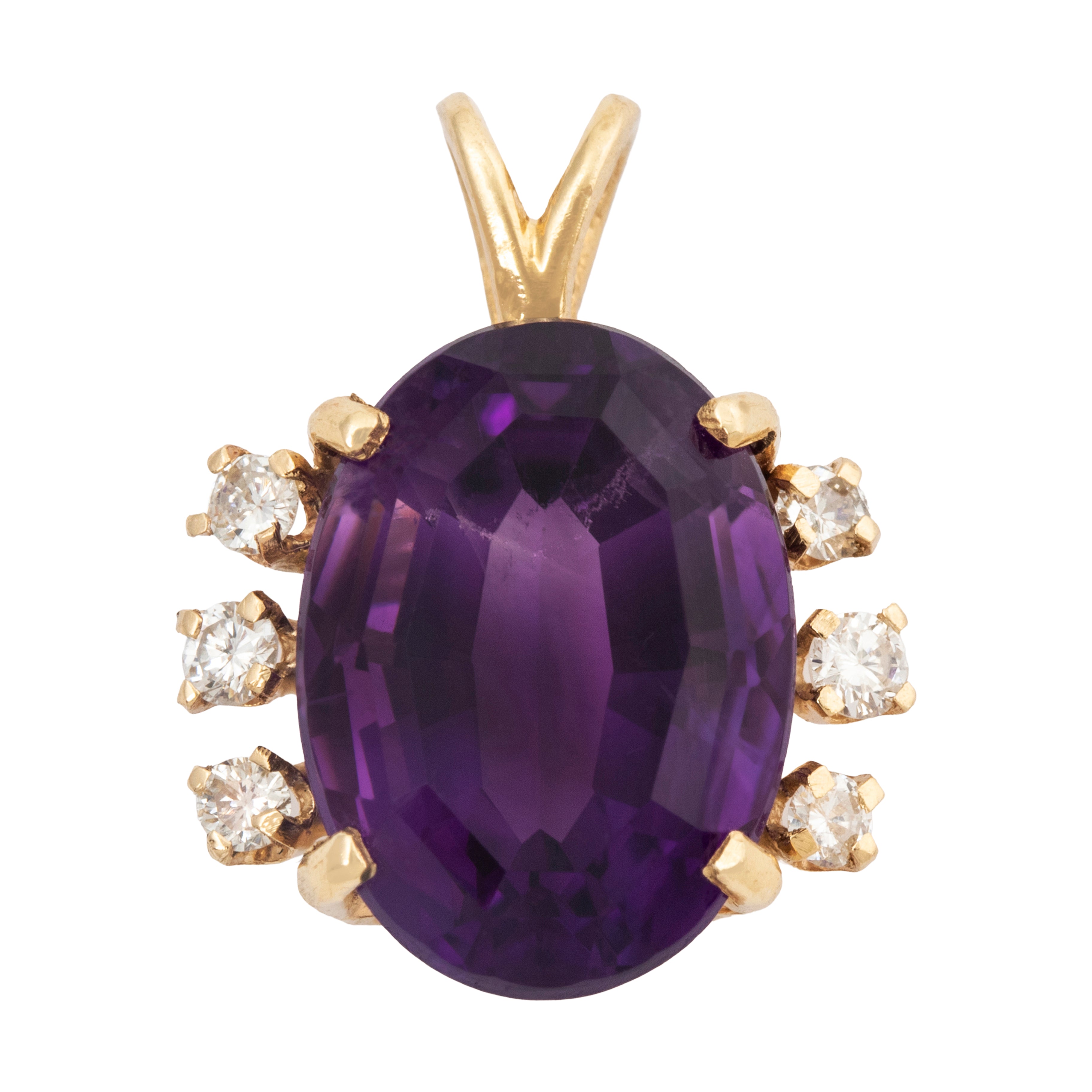 Dramatic Vintage 14k Yellow Gold 5.57ct Amethyst Diamond Pendant、mySite、hinf8tx79