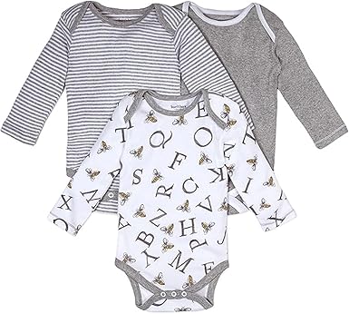A-Bee-C Long Sleeve Organic Baby Bodysuits 3 Pack、mySite、g9winljtr