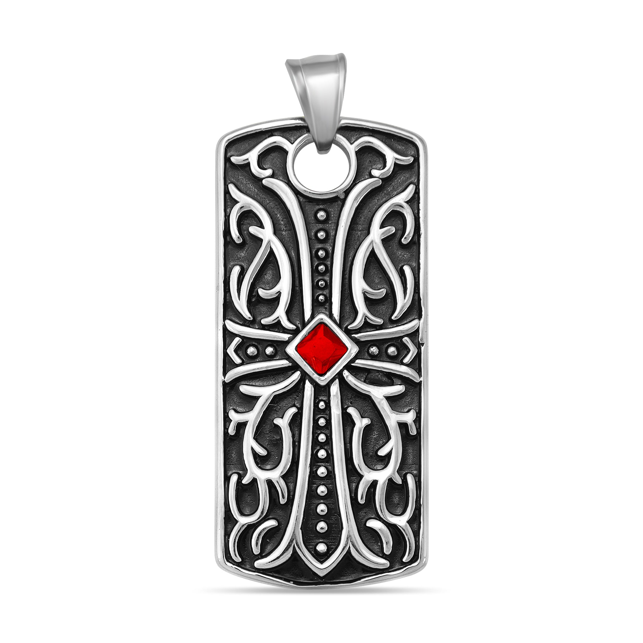 Large Red CZ Cross Stainless Steel Pendant / PDL2010、mySite、dreamappss