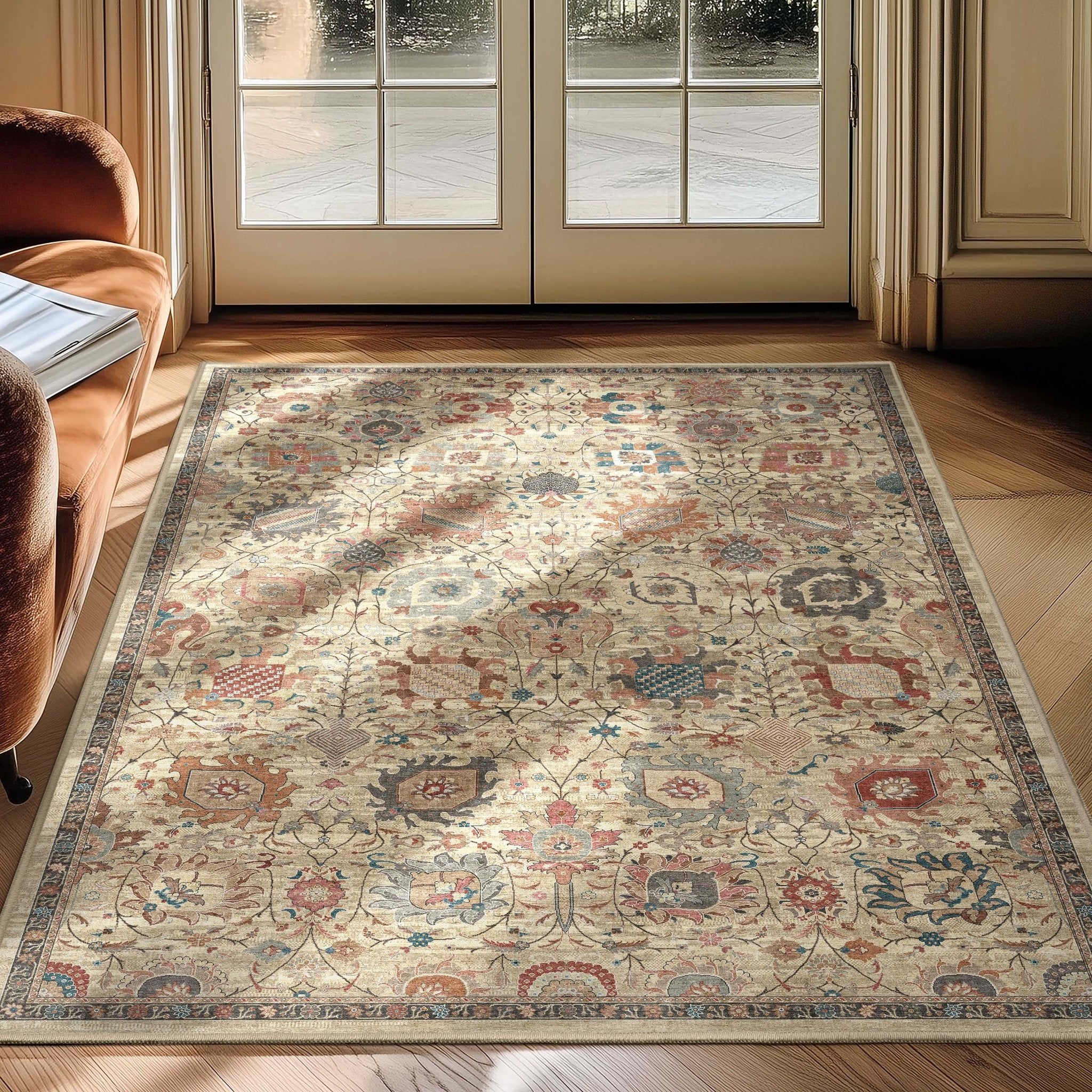 Vienna Vintage Oriental Botanical Rug – Easy Clean, Stylish Elegant Design、mySite、gigharbornorthrealestate