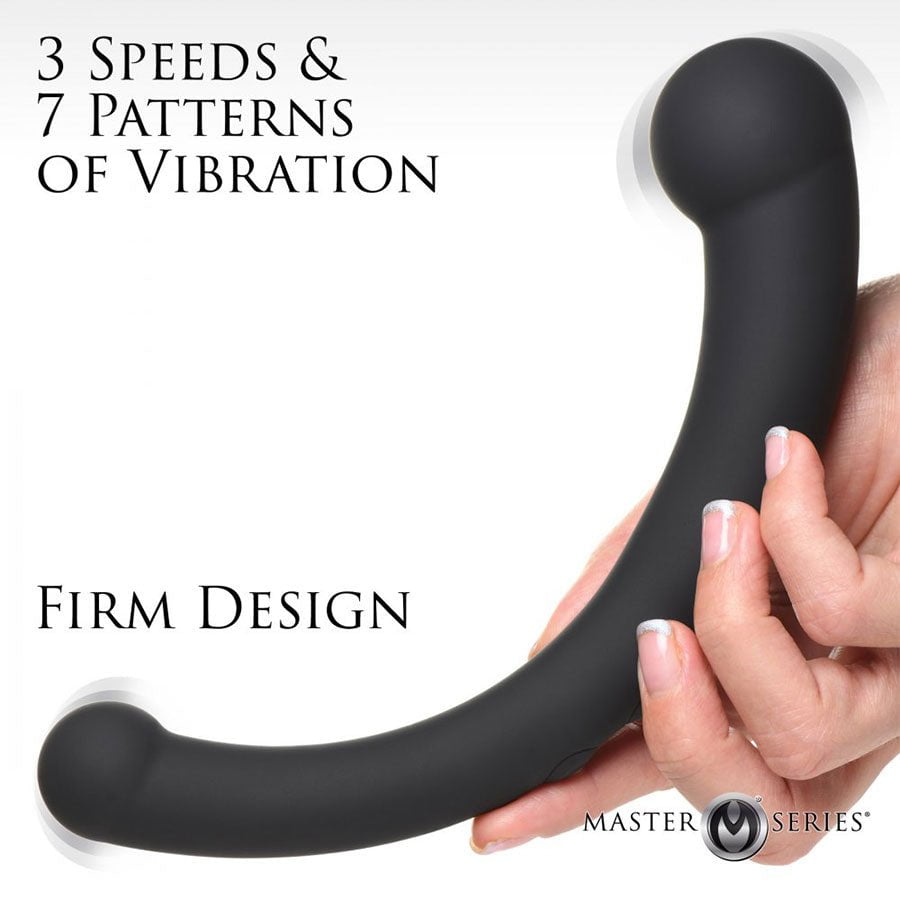 10X Vibra-Crescent Vibrating Silicone Dual-Ended Black Dildo、mySite、bottomscart