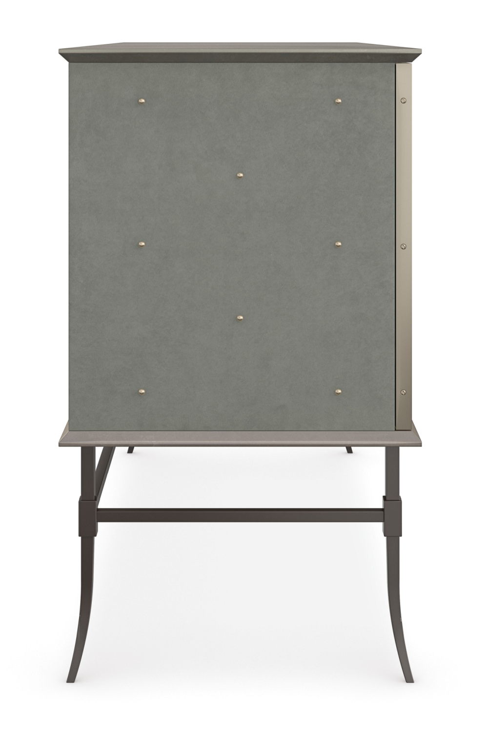Studded Gray Suede Sideboard | Caracole Brass Tacks、mySite、neckold