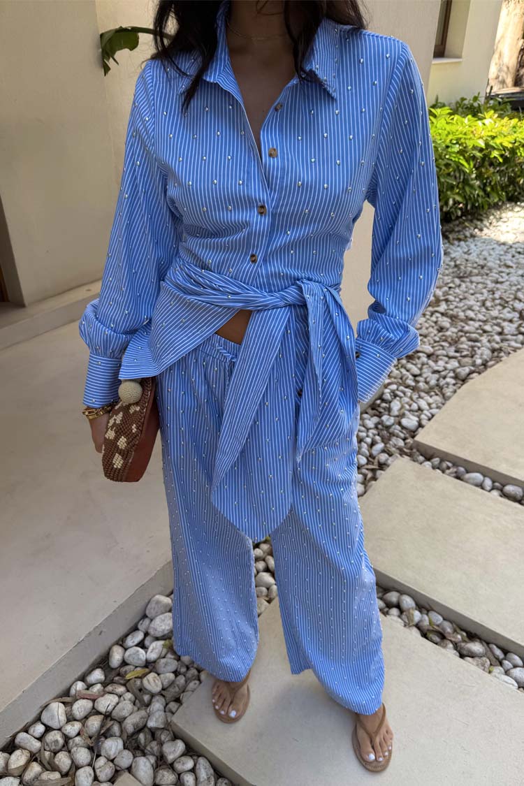 Blue Stripe Tie Back Shirt、mySite、solidvoid