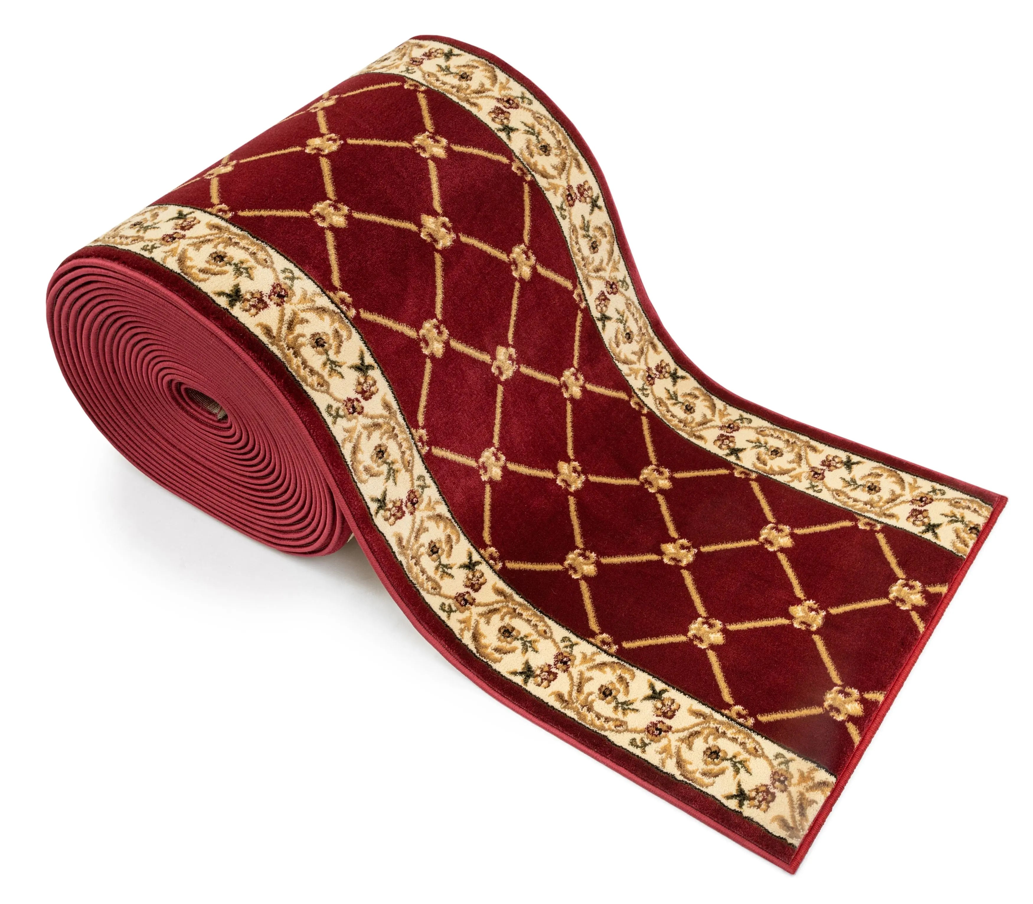 Fleur De Lis Custom Size Runner Formal Red Choose Your Width x Choose Your Length Hallway Runner Rug、mySite、gigharbornorthrealestate